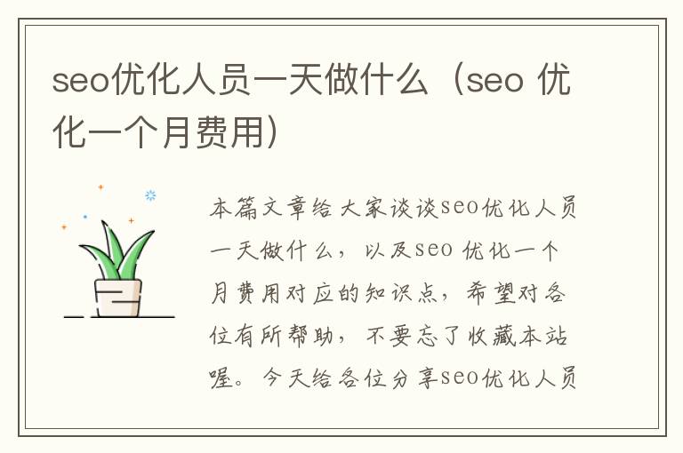 seo优化人员一天做什么(seo 优化一个月费用)