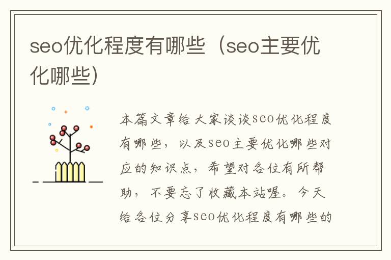 seo优化程度有哪些(seo主要优化哪些)
