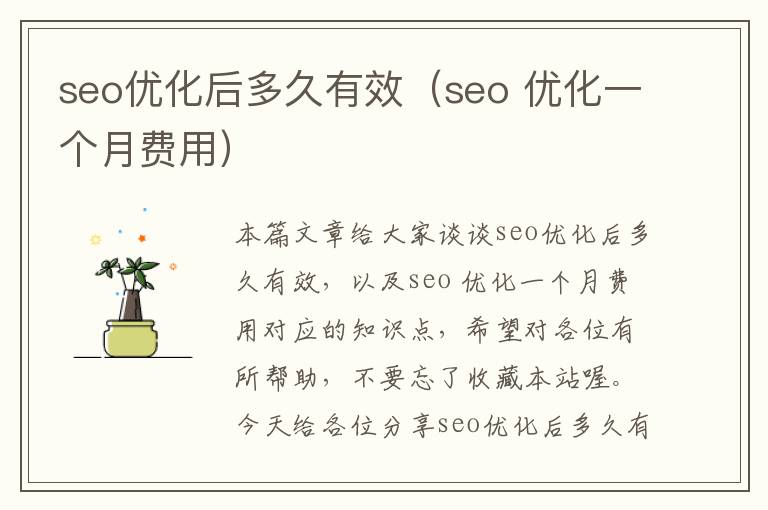 seo优化后多久有效(seo 优化一个月费用)