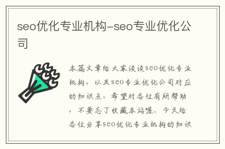 seo优化专业机构-seo专业优化公司