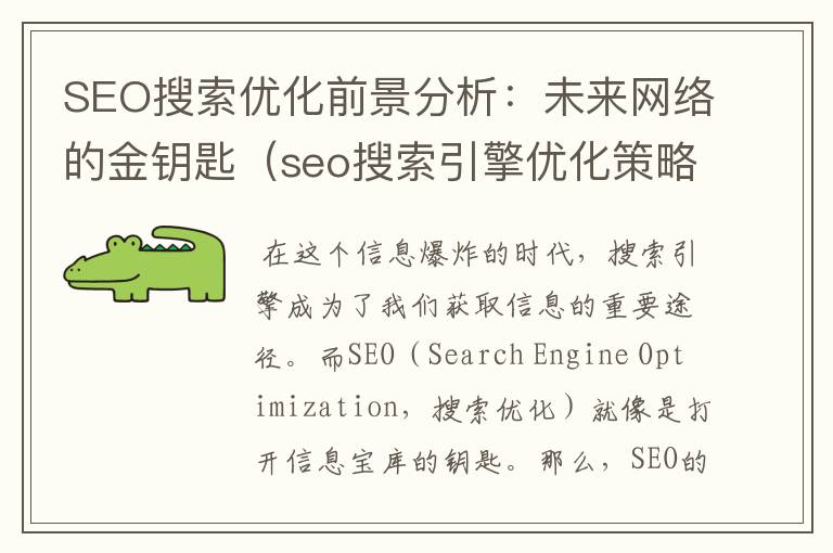 SEO搜索优化前景分析:未来网络的金钥匙(seo搜索引擎优化策略研究)