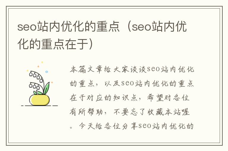 seo站内优化的重点（seo站内优化的重点在于）