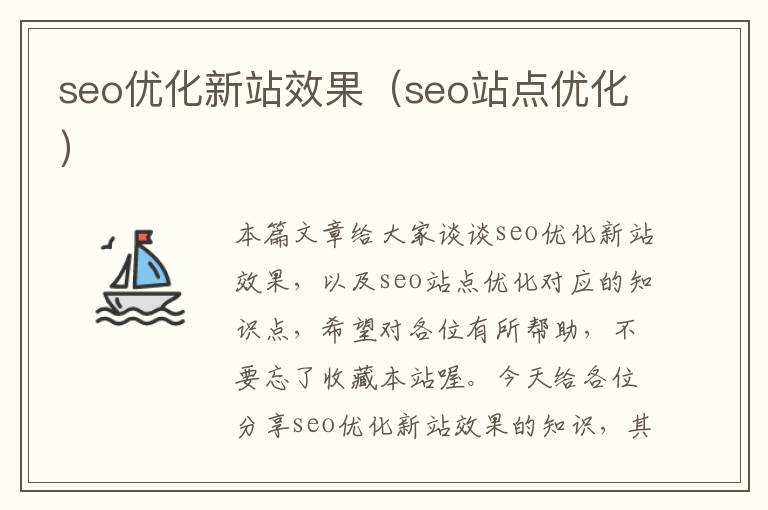 seo优化新站效果(seo站点优化)