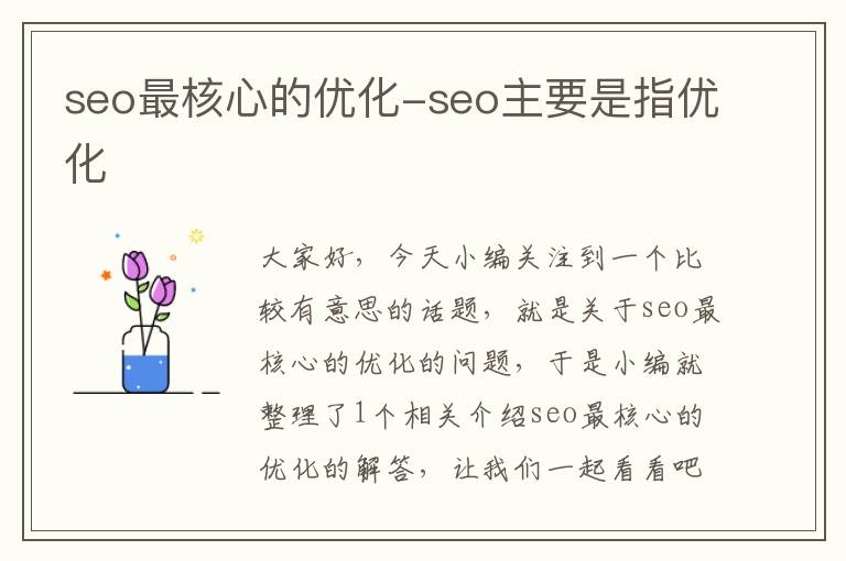 seo最核心的优化-seo主要是指优化