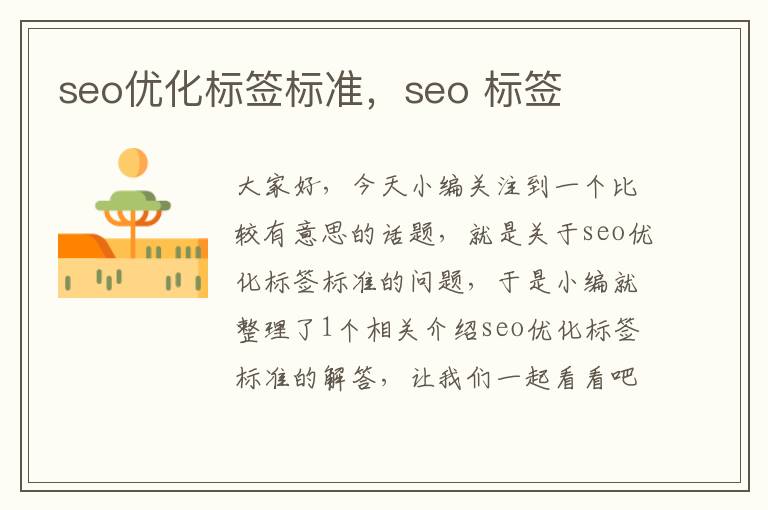 seo优化标签标准,seo 标签