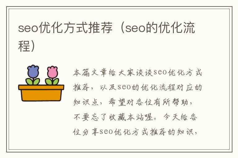 seo优化方式推荐(seo的优化流程)