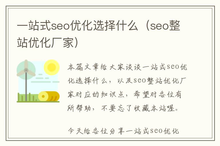 一站式seo优化选择什么(seo整站优化厂家)