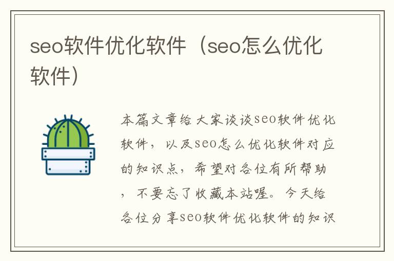 seo软件优化软件(seo怎么优化软件)