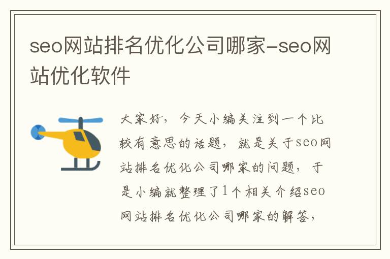 seo网站排名优化公司哪家-seo网站优化软件
