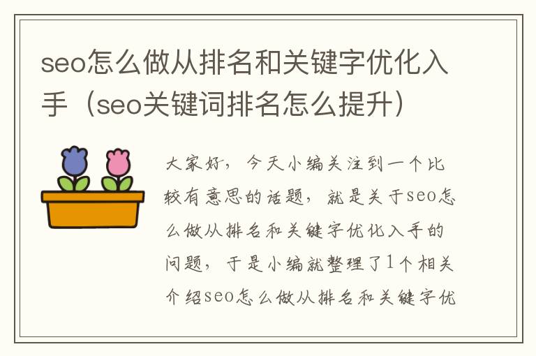 seo怎么做从排名和关键字优化入手(seo关键词排名怎么提升)