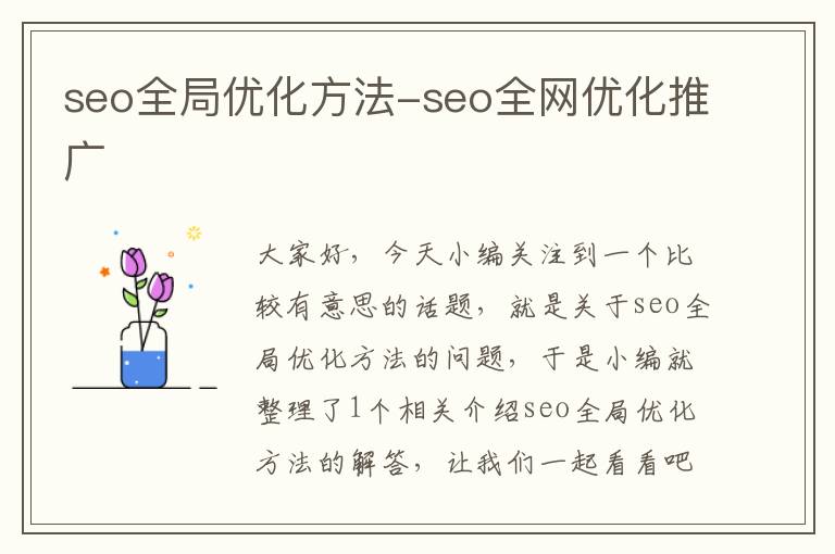 seo全局优化方法-seo全网优化推广