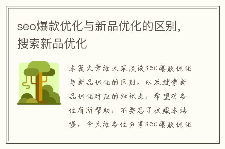 seo爆款优化与新品优化的区别,搜索新品优化