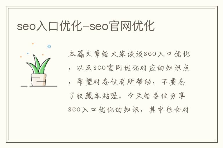 seo入口优化-seo官网优化