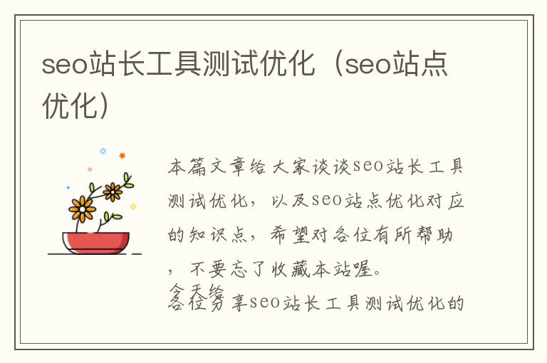 seo站长工具测试优化(seo站点优化)