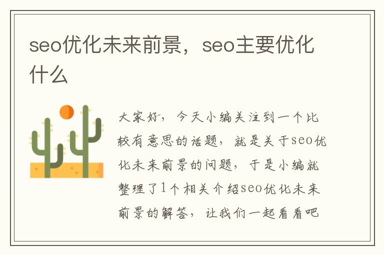 seo优化未来前景,seo主要优化什么