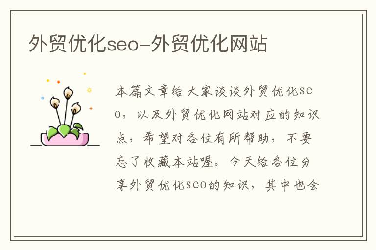 外贸优化seo-外贸优化网站