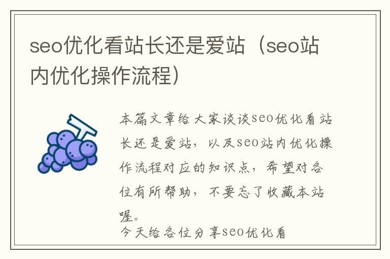 seo优化看站长还是爱站(seo站内优化操作流程)
