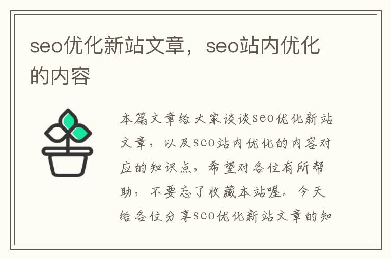 seo优化新站文章,seo站内优化的内容