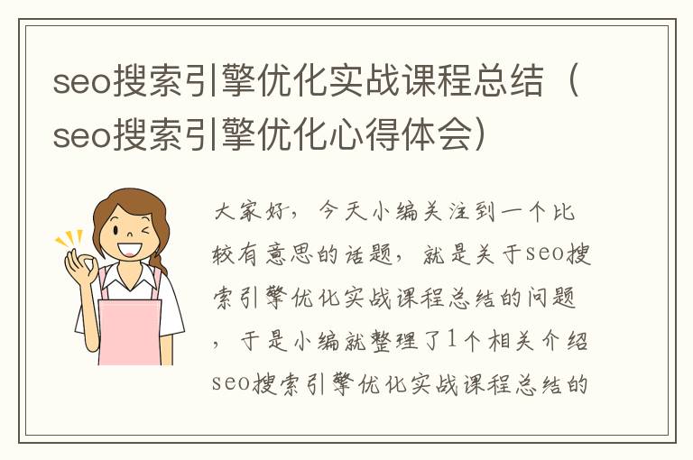 seo搜索引擎优化实战课程总结(seo搜索引擎优化心得体会)