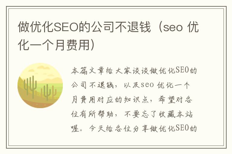 做优化SEO的公司不退钱(seo 优化一个月费用)