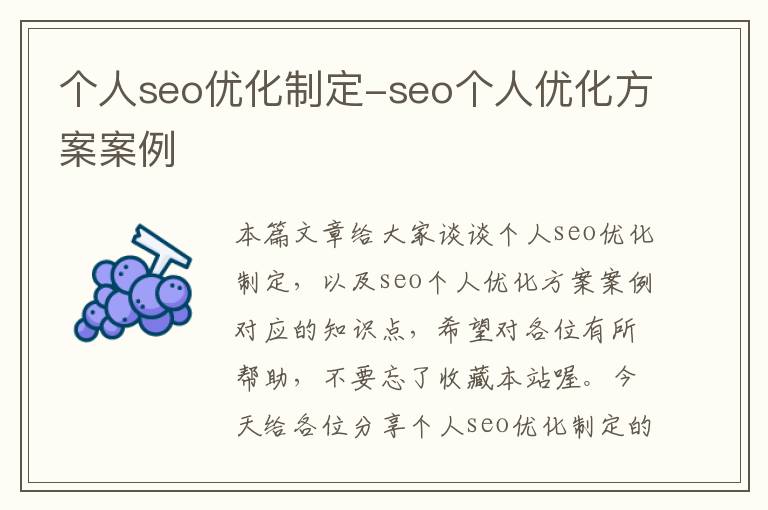 个人seo优化制定-seo个人优化方案案例