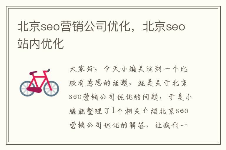 北京seo营销公司优化,北京seo站内优化