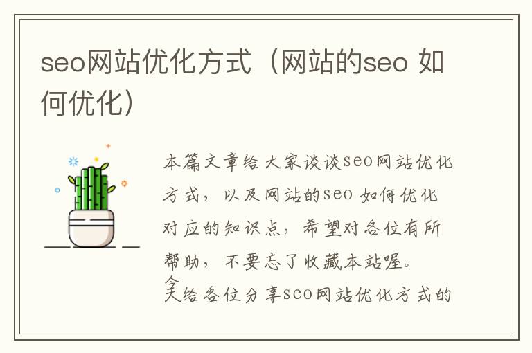 seo网站优化方式(网站的seo 如何优化)