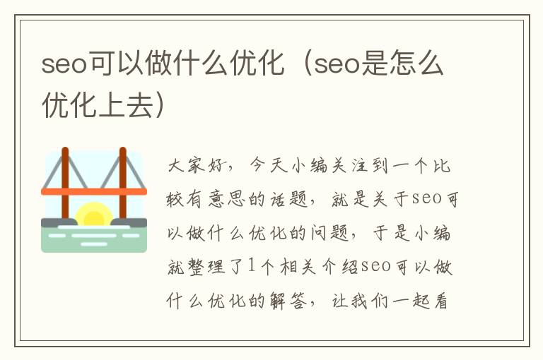 seo可以做什么优化(seo是怎么优化上去)