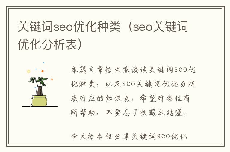关键词seo优化种类(seo关键词优化分析表)