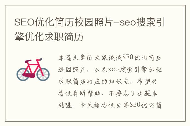 SEO优化简历校园照片-seo搜索引擎优化求职简历