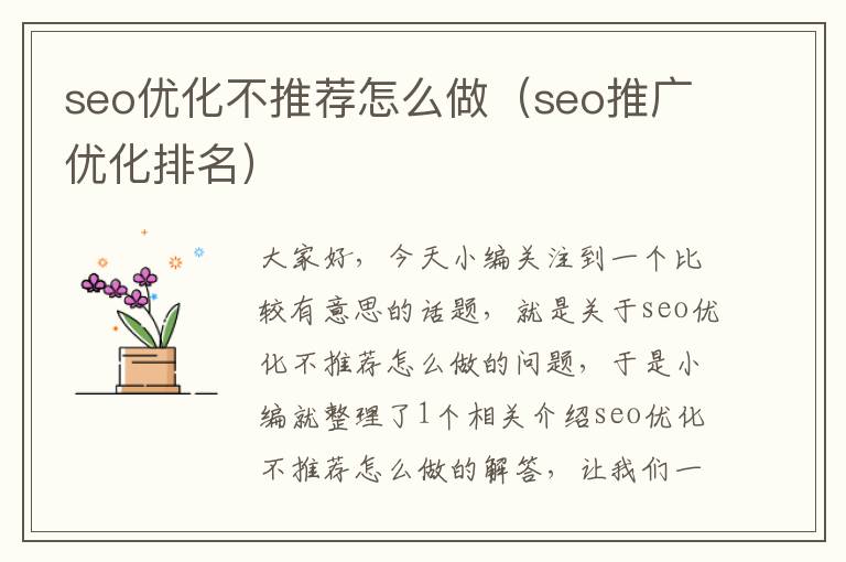 seo优化不推荐怎么做(seo推广优化排名)