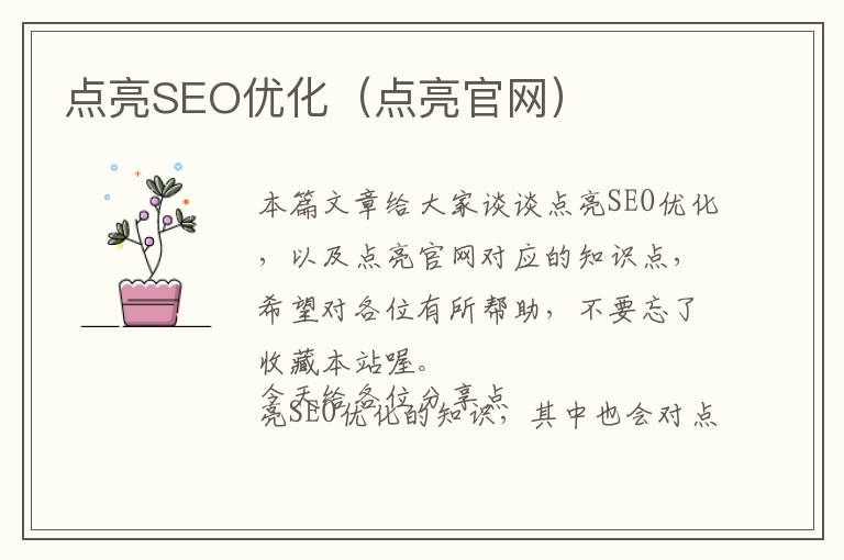 点亮SEO优化(点亮官网)