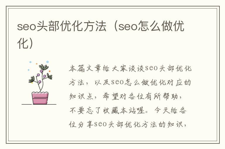 seo头部优化方法(seo怎么做优化)