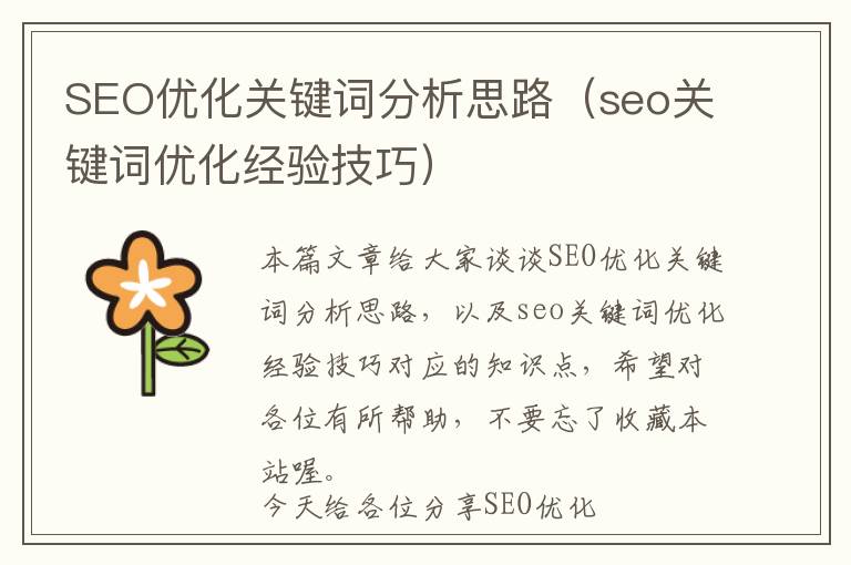 SEO优化关键词分析思路(seo关键词优化经验技巧)