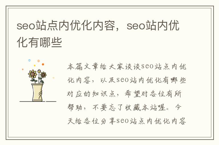 seo站点内优化内容,seo站内优化有哪些