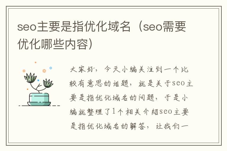 seo主要是指优化域名(seo需要优化哪些内容)