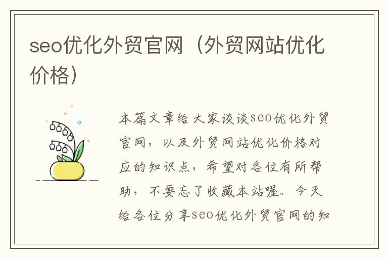 seo优化外贸官网(外贸网站优化价格)