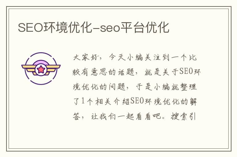SEO环境优化-seo平台优化