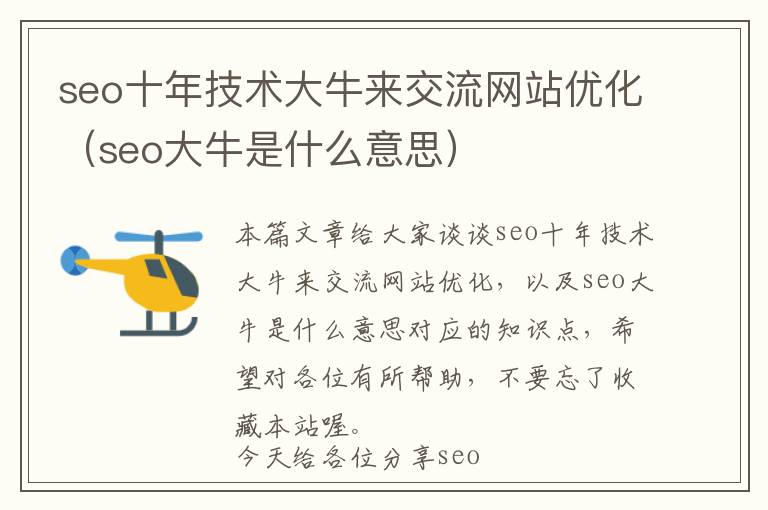 seo十年技术大牛来交流网站优化(seo大牛是什么意思)