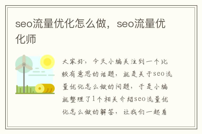 seo流量优化怎么做,seo流量优化师