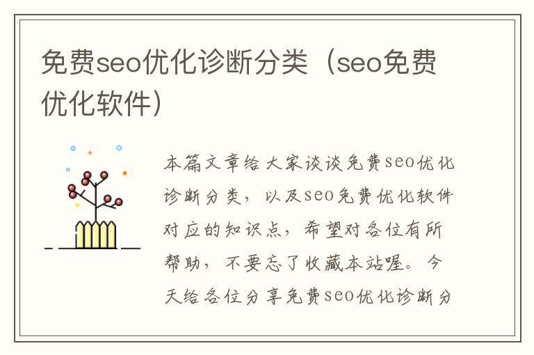 免费seo优化诊断分类(seo免费优化软件)