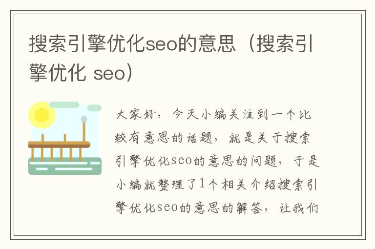 搜索引擎优化seo的意思(搜索引擎优化 seo)