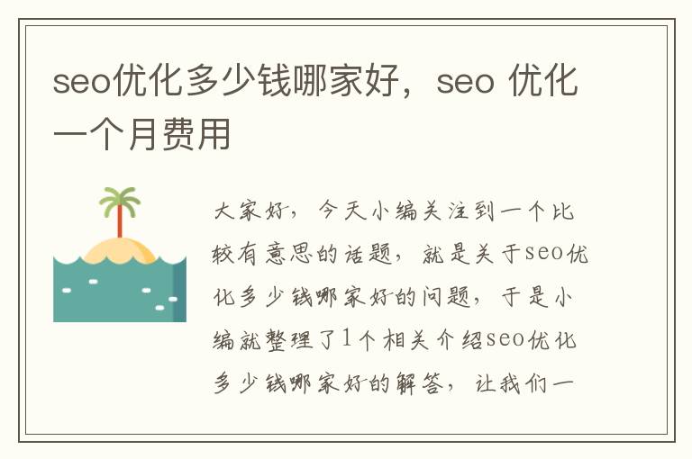 seo优化多少钱哪家好,seo 优化一个月费用