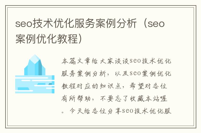 seo技术优化服务案例分析(seo案例优化教程)