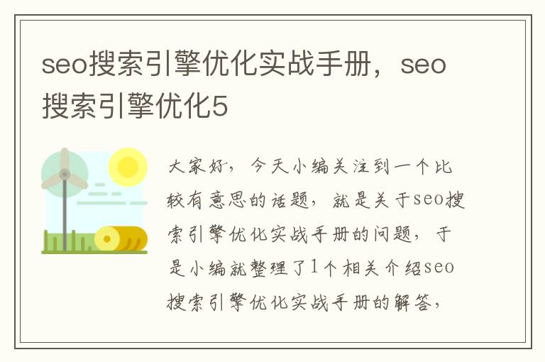 seo搜索引擎优化实战手册,seo搜索引擎优化5
