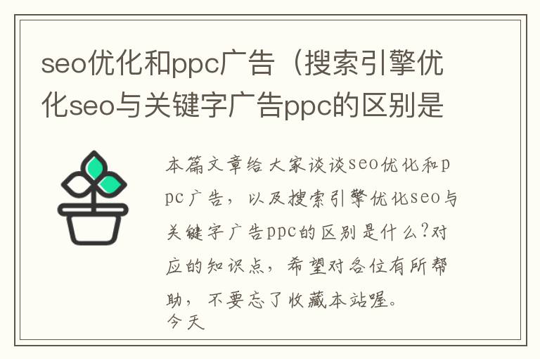 seo优化和ppc广告(搜索引擎优化seo与关键字广告ppc的区别是什么?)