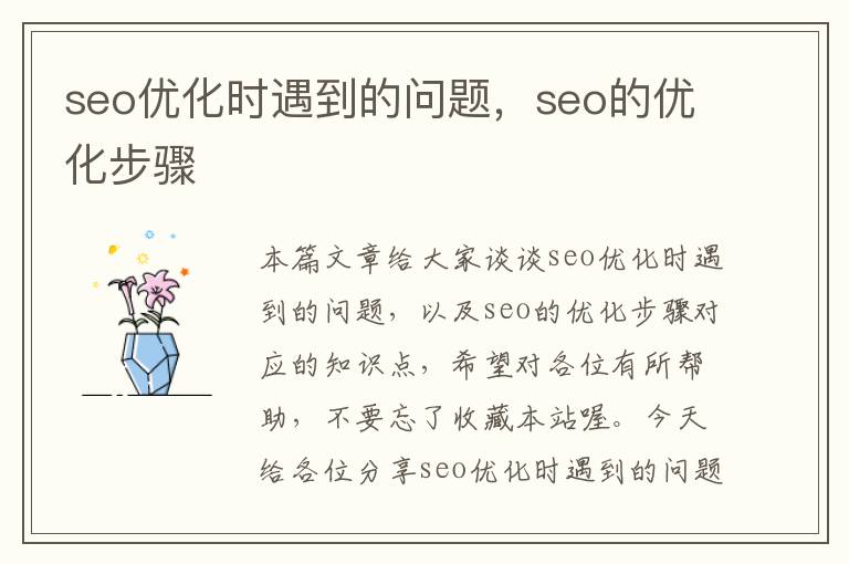 seo优化时遇到的问题,seo的优化步骤