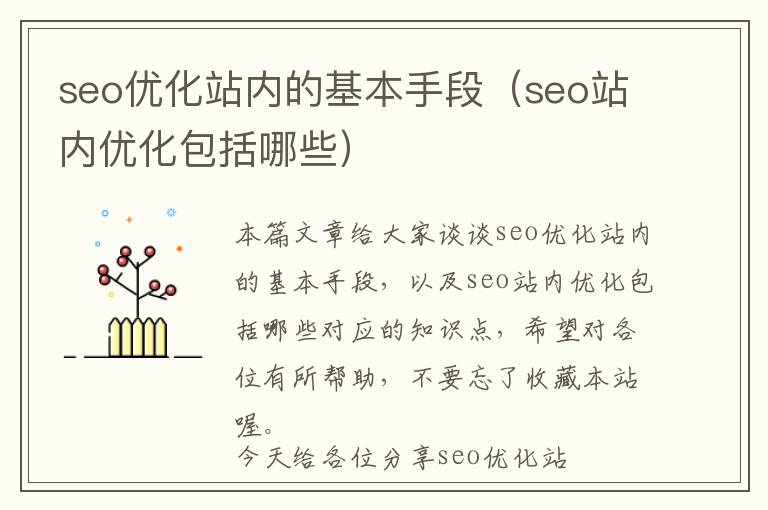 seo优化站内的基本手段(seo站内优化包括哪些)