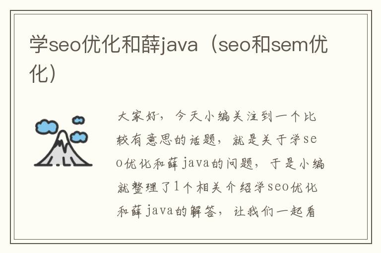 学seo优化和薛java(seo和sem优化)