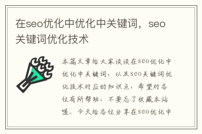 在seo优化中优化中关键词,seo关键词优化技术